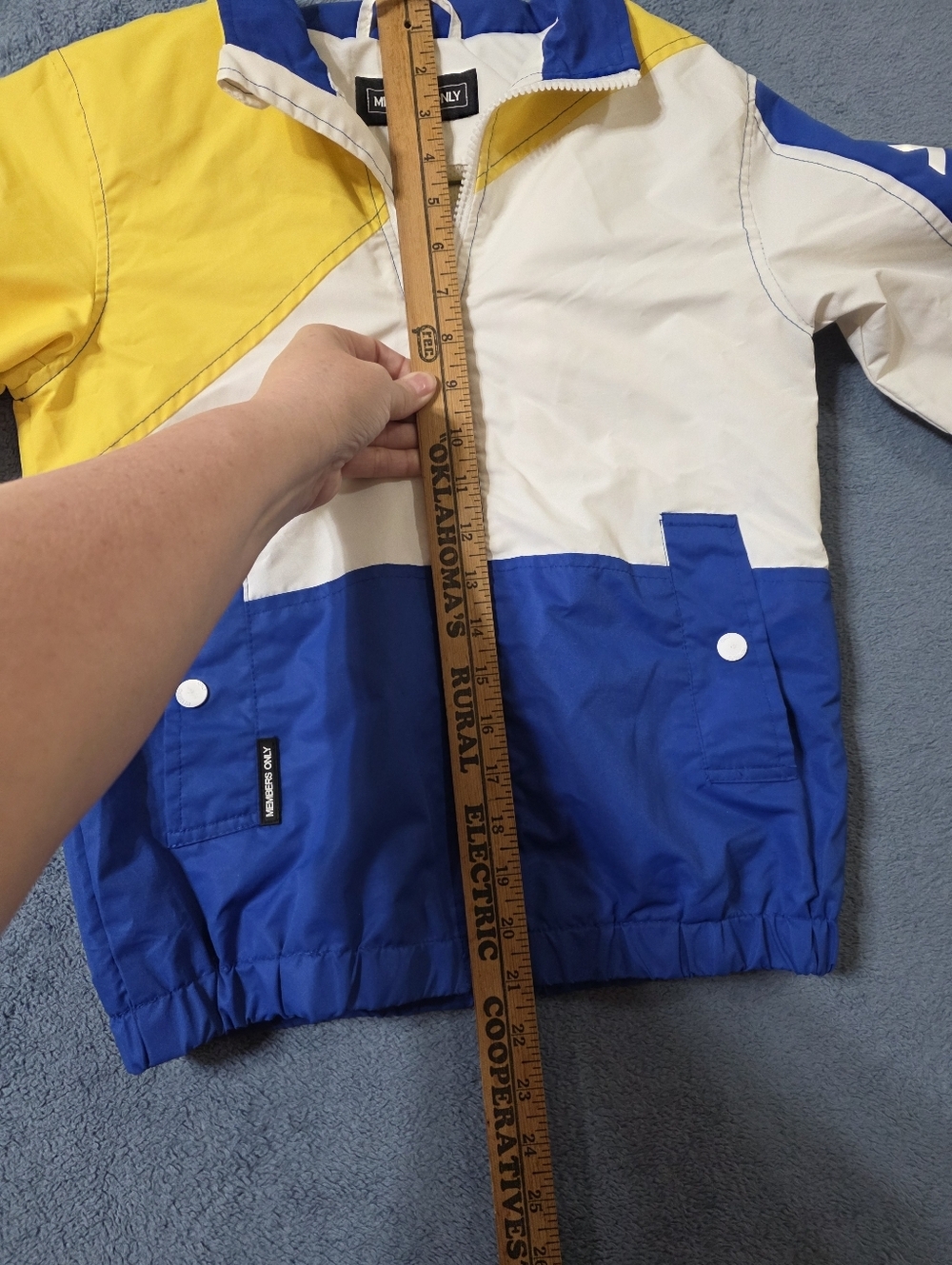 Members Only Youth 10/12 Jacket Windbreaker Spell Out Blue Yellow White - Picture 4 of 10